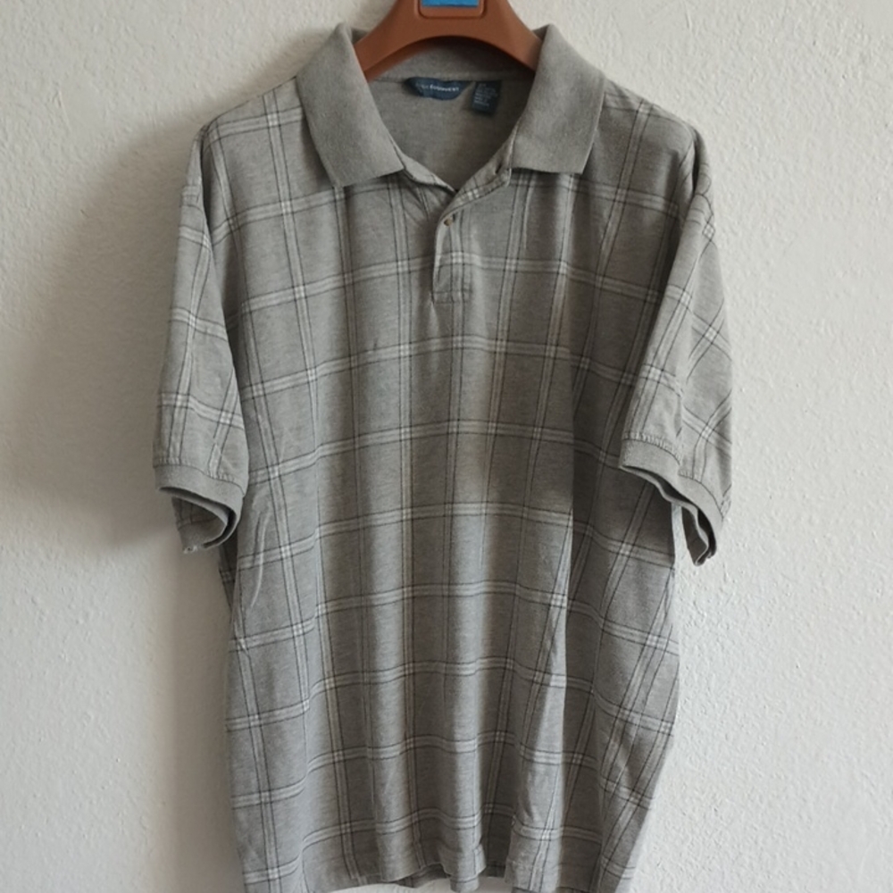 Basic Equipment Gray Checkered Polo Shirt Size 2X